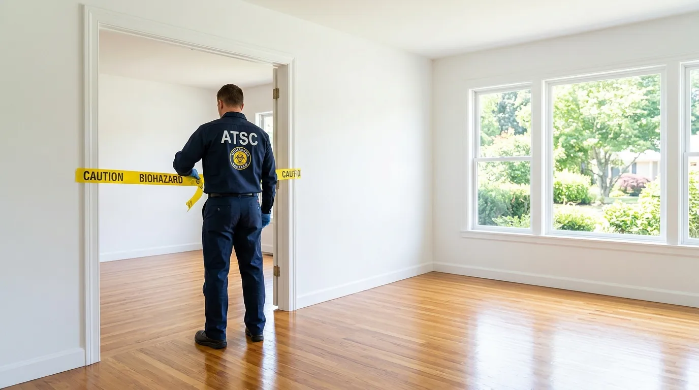 Certified biohazard cleanup crew performing Trauma Scene Cleanup in Twin Rivers